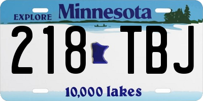 MN license plate 218TBJ