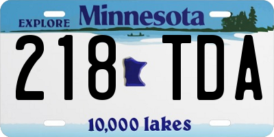 MN license plate 218TDA