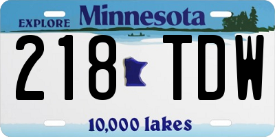 MN license plate 218TDW
