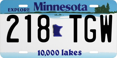 MN license plate 218TGW