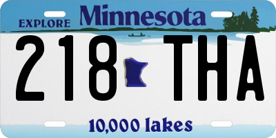MN license plate 218THA