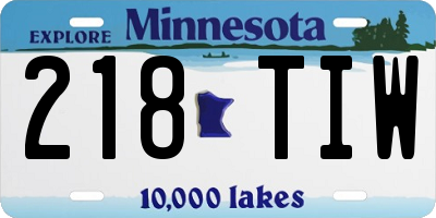 MN license plate 218TIW