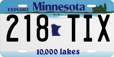 MN license plate 218TIX