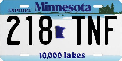 MN license plate 218TNF