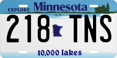 MN license plate 218TNS