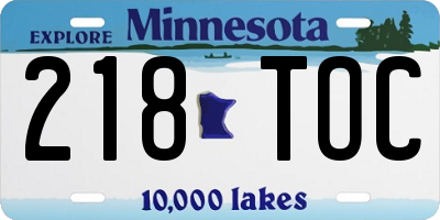 MN license plate 218TOC