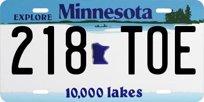MN license plate 218TOE