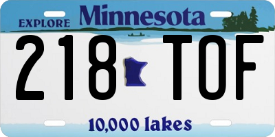 MN license plate 218TOF