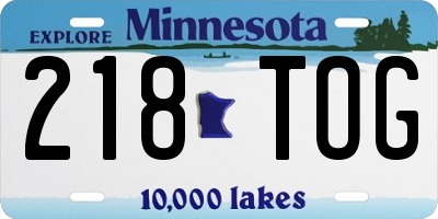 MN license plate 218TOG