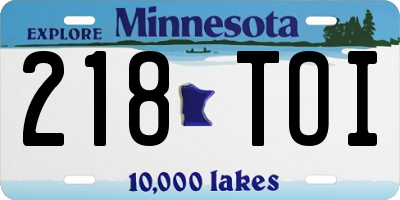 MN license plate 218TOI