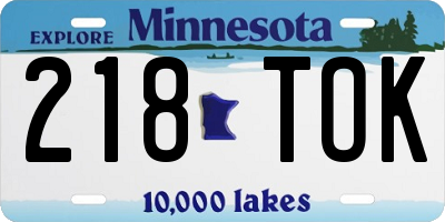 MN license plate 218TOK