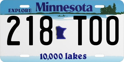 MN license plate 218TOO