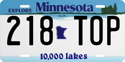 MN license plate 218TOP