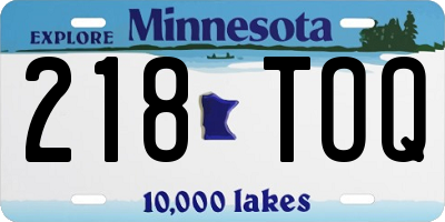 MN license plate 218TOQ