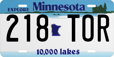 MN license plate 218TOR