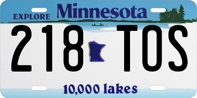 MN license plate 218TOS