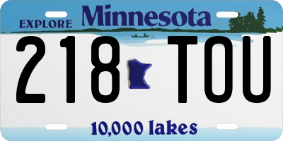 MN license plate 218TOU
