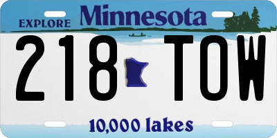 MN license plate 218TOW