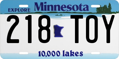 MN license plate 218TOY