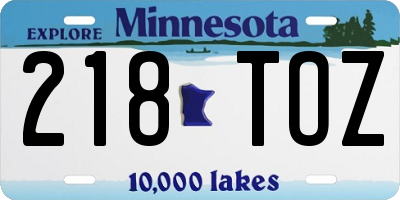 MN license plate 218TOZ
