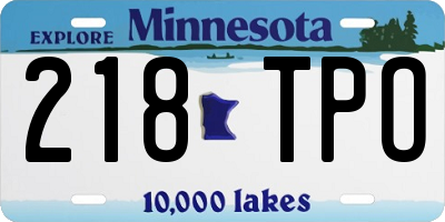 MN license plate 218TPO