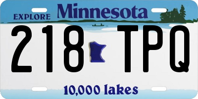 MN license plate 218TPQ