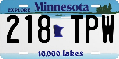 MN license plate 218TPW