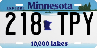 MN license plate 218TPY