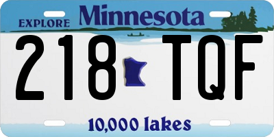MN license plate 218TQF