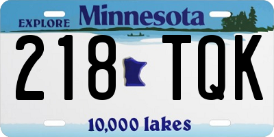 MN license plate 218TQK