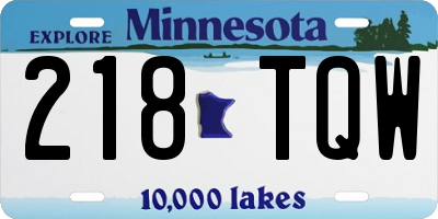 MN license plate 218TQW