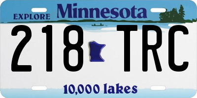 MN license plate 218TRC