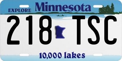 MN license plate 218TSC