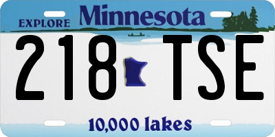 MN license plate 218TSE