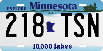 MN license plate 218TSN