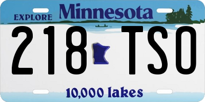MN license plate 218TSO