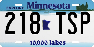 MN license plate 218TSP