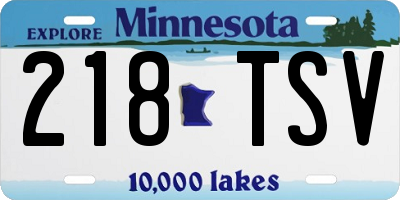 MN license plate 218TSV
