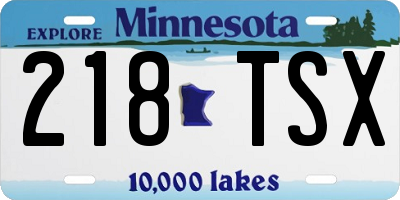 MN license plate 218TSX