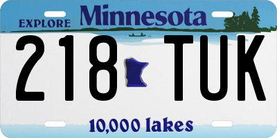 MN license plate 218TUK