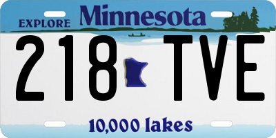 MN license plate 218TVE