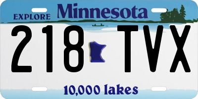MN license plate 218TVX