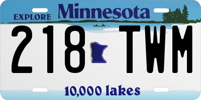 MN license plate 218TWM