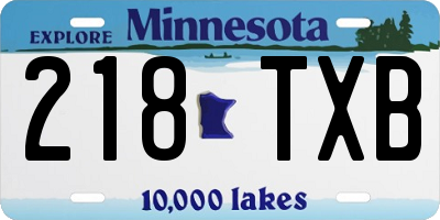 MN license plate 218TXB