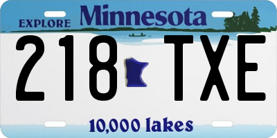 MN license plate 218TXE