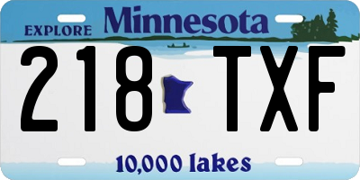 MN license plate 218TXF