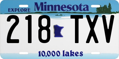 MN license plate 218TXV