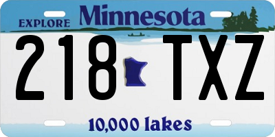 MN license plate 218TXZ