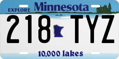 MN license plate 218TYZ
