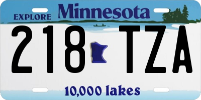 MN license plate 218TZA